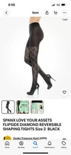 Spanx Love Your Assets Reversible Shaping Tights Black Flipside Diamond Size 5