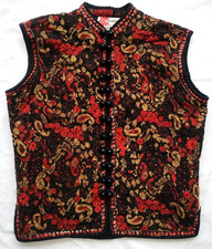 Phool vintage waistcoat - quilted cotton - Indian block print pattern - size s