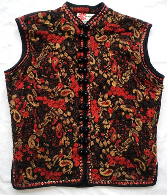 Phool Vintage Weste - gesteppte Baumwolle - indisches Blockprint Muster - Gr. S