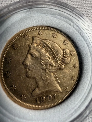 1901 Liberty Head $5 Gold Half Eagle Coin San Francisco Mint- buy gold