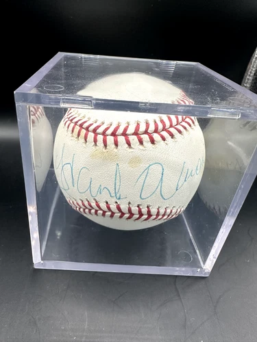 Hank Aaron Autographed MLB Baseball Signed in Blue COA