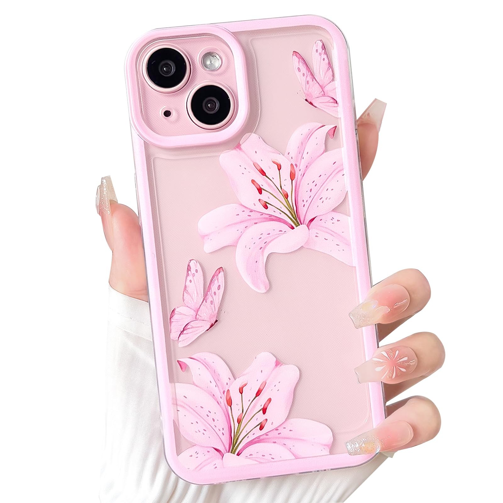 Coque anti-rayures iPhone 13 transparente fleur motif mignon pour stopper les chocs quotidiens