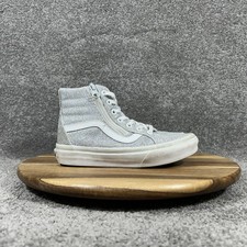 Vans Sk8-Hi Reissue Side Zip Kids Sz 1 Silver Glitter Athletic Skate Shoes Used