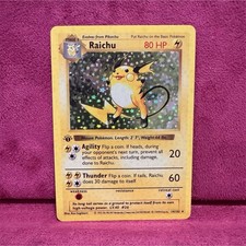 Pokémon Raichu Base Set Holo Rare 14/102 80 HP Stage 1 English *Fan art card*