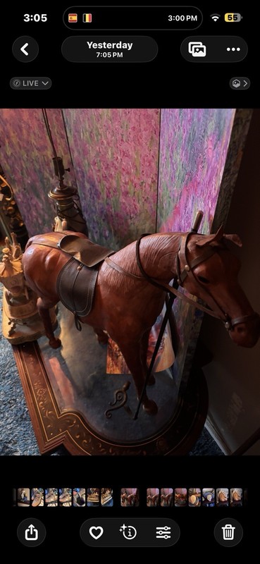 Vintage Handcrafted  Wrapped Horse Figurine Statue 13" Tall
