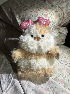 Hug Me Guinea Pig Plush Stuffed Animal Pink Heart Luv U Headband Adorable   NWT