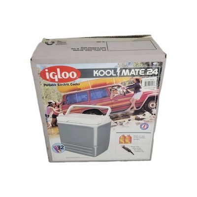 Igloo Kool Mate 24 qt Portable Thermo Electric Cooler 12v DC Gray Vintage 90s