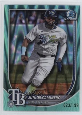 2025 Bowman Chrome Aqua RayWave Refractor 23/199 Junior Caminero #80 1i7n