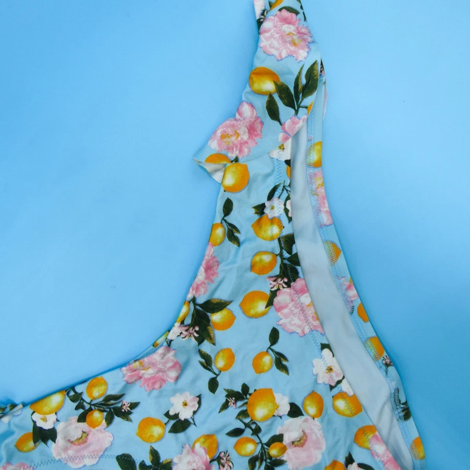 Biquíni Victorias Secret XXL azul floral limões corte profundo brasileiro natação VS - Imagem 3 de 4