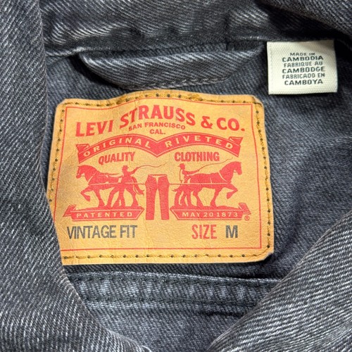 Levi Strauss Vintage Fit Trucker Jacket Mens M Black Denim Coat Trucker Button by Levi's, $58.39 - Photo 2