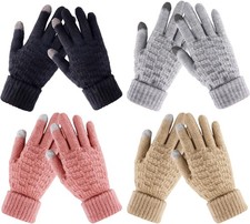 4 Pairs Women's Touchscreen Gloves Warm Fleece Lined Winter Knit Gloves