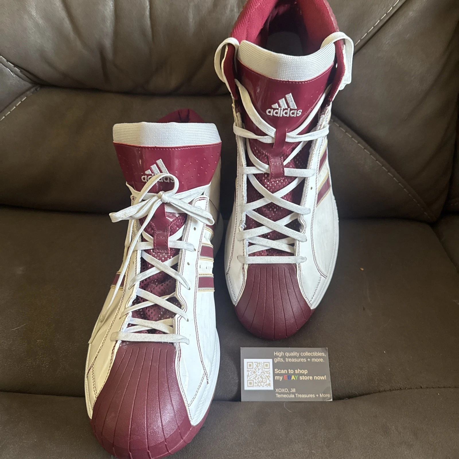 Adidas Pro Model Taglia 19 CAMPIONE bordeaux e bianco ottime condizioni