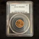 1952 D Lincoln Wheat Penny PCGS MS65RD Free Ship 🔥