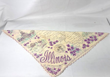 Vintage Hankie Handkerchief Souvenir STATE OF ILLINOIS 13" Very Nice 