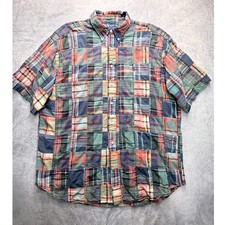 vtg 90s Polo Ralph Lauren Mens sz XL Patchwork madras Plaid Button Down Shirt