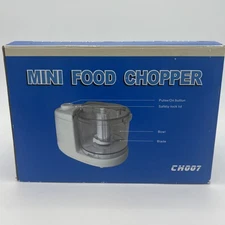 Electric 120V Mini Food Chopper CH007 1.5 Cup 70W Dishwasher Safe White Small