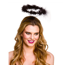 Black Feather Halo on Headband Fancy Dress Accessory Angel Costume Headpiece