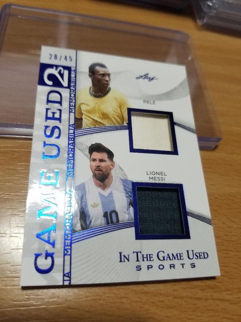 2025 Leaf In The Game Used Pele Lionel Messi Dual Jersey #/45 view 3