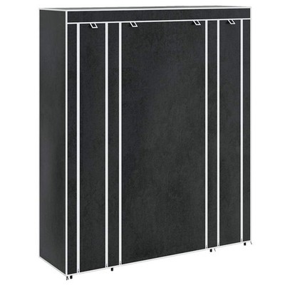 Fabric Wardrobe with Compartments and Rods 18x59x69 in Brown/Black vidaXL