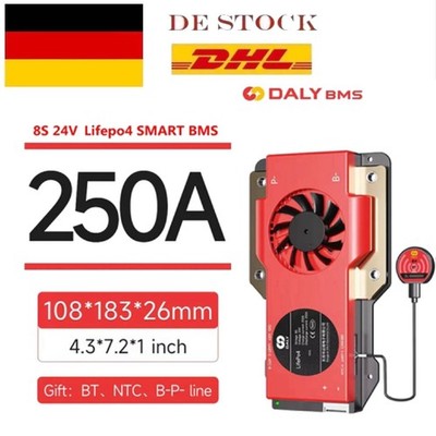 Daly 8S 24V 250A Smart Fan BMS LiFePo4 Battery BMS with Balance+Bluetooth Module