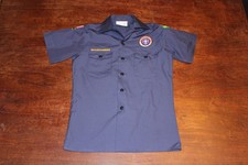 Boy Scouts of America BSA Youth Shirt Blue Large Glued Patches Short Sleeve
