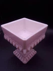 1950s Jeanette Pink Blush Milk Glass Wedding Pedestal Dish Candy Dish NO LID
