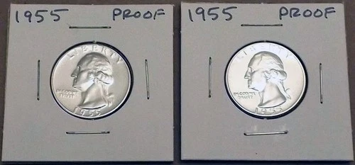 Lot of (2)  1955 Proof Washington Quarters - Uncirculated 90% Silver Beauties