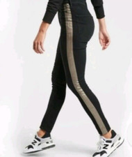 Athleta Jeans Size 4P Black Silver Tuxedo Stripe Sculptek Ultra Skinny Metallic