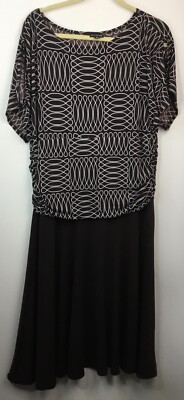Enfocus Woman Two Tone Short Sleeve 18W Brown Dress