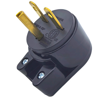 Nema 6-15P 3 Pole DIY Rewirable Plug 3-Prong Male AC Plug, Right Angle ETL,