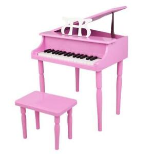 30 Keys Early Education Pink Wooden Happy Grand Piano for Toddlers /& Children