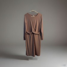Nine West Dusty Rose Ribbed Women’s Long Sleeve Dress Size XL Twist Front NWT