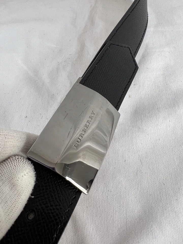 BURBERRY Reversible Cuero Negro Gris Claro Hebilla Para Hombre Hecho en Italia 40/100 Foto 3 de 4