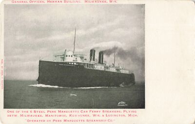 SHIP c.1906 INBOUND PMRR No. 18 Steamer Car Ferry before the 1910 SHIPWRECK!!!