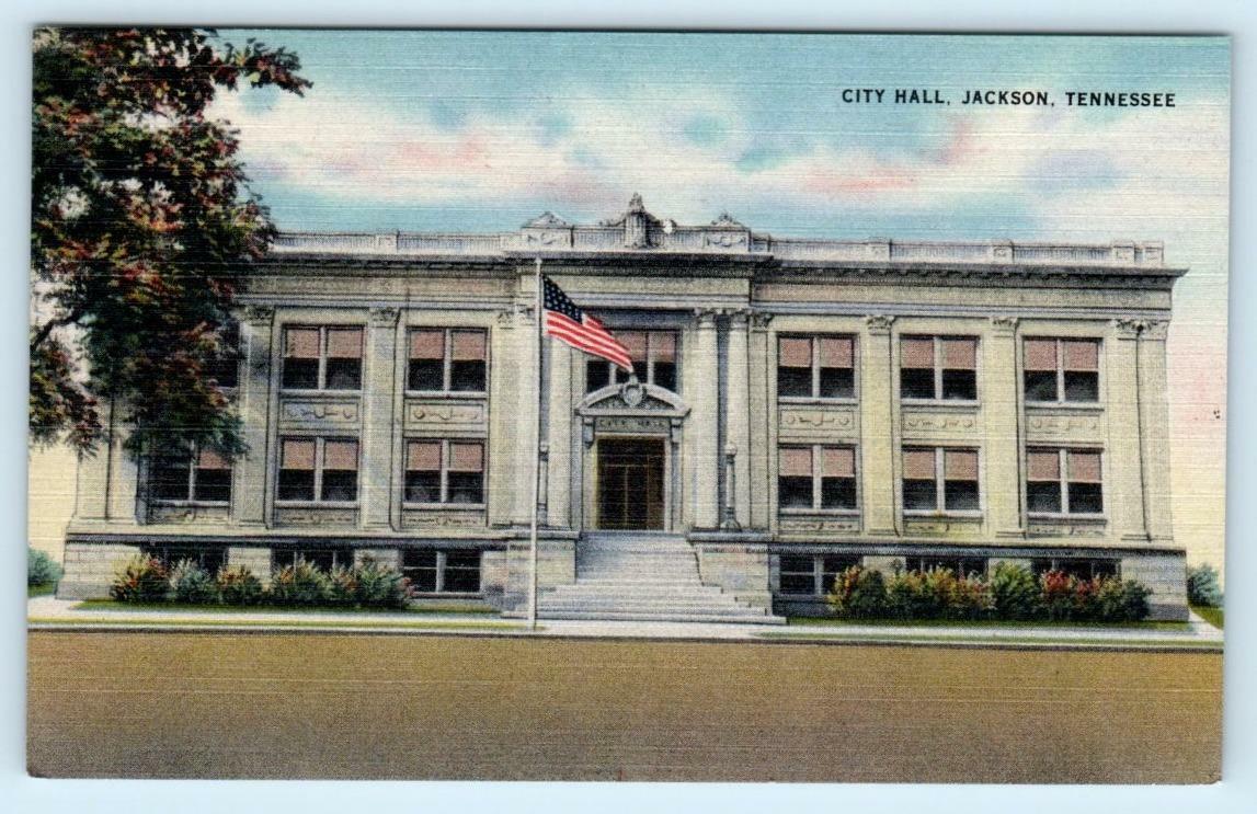 JACKSON, Tennessee TN CITY HALL Madison County ca 1940s Linen