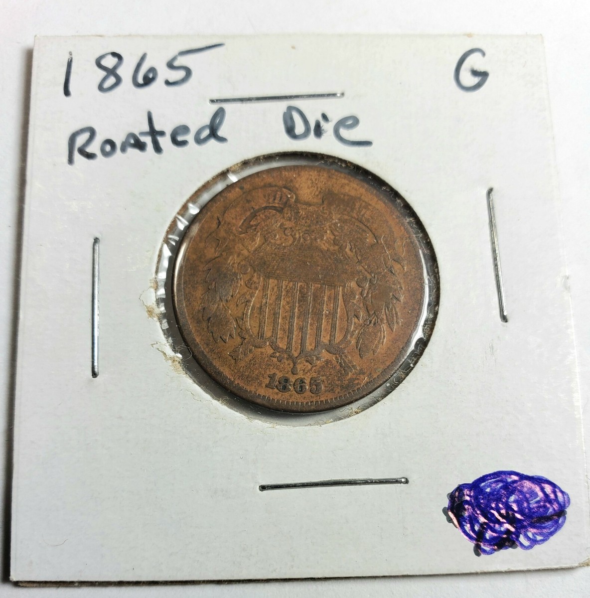 1865 2 Cents Coin 
