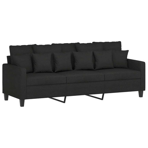 vidaXL 3-Seater Sofa Black 180 cm Fabric - Picture 2 of 8