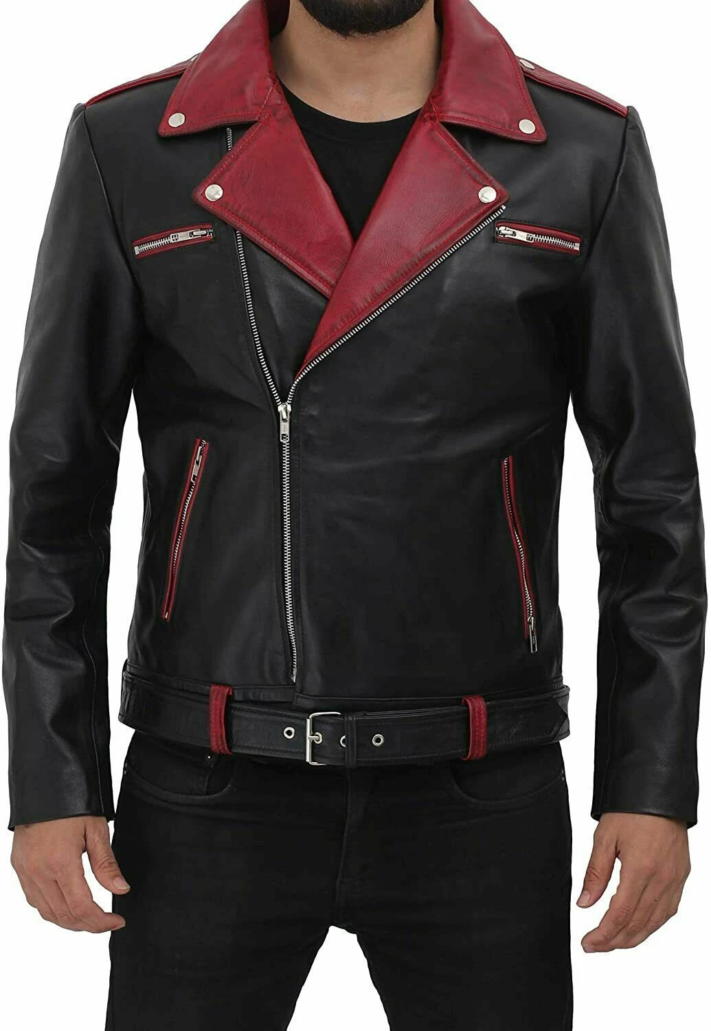 Leather Jacket Men Black Biker Coat Slim Fit Lambskin Motorcycle Stylish Jacket