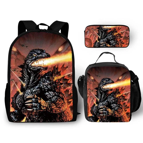Mochila 3D Godzilla vs Kong Bolsa de libros escolares Mochila Bolsa de almuerzo Estuche para lápices Regalo - Imagen 10 de 50