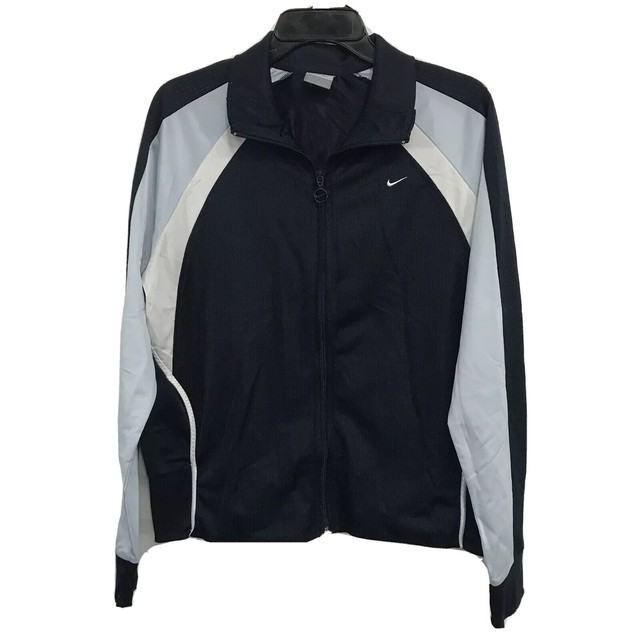 Nike Youth Full Zip Track Jacket SZ XL Black Silver Striped Long Sleeve Pockets | eBay