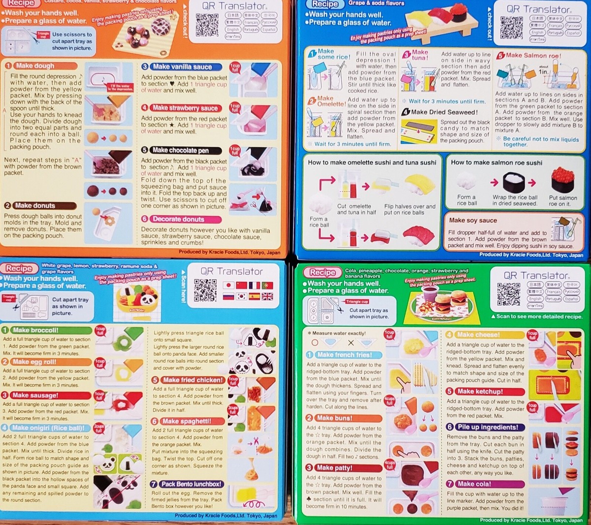 Kracie Popin Cookin DIY Candy Kit 4 Pack Tanoshii Hamburger,Donuts