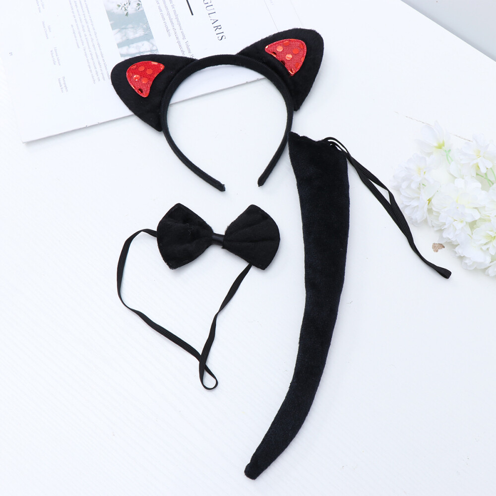 3 Pcs Cat Cosplay Outfit Headbands for Women Ears Tail Kids Clothing