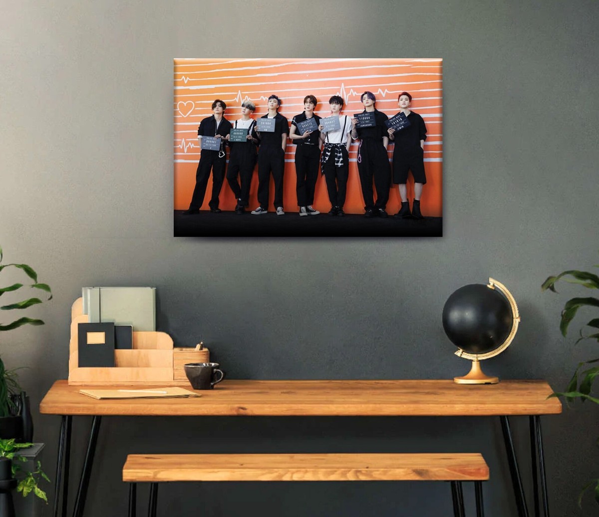 BTS 1 Panel Mounted Canvas Wall Art Ready to Hang - K-Pop Band 