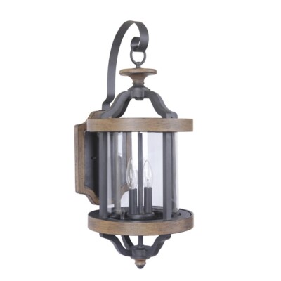 Craftmade Outdoor Ashwood 2-LT Large Wall Mount, Black/Whiskey - Z7924-TBWB