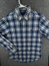 Ralph Lauren Indigo Oxford Long Sleeve Blue Plaid Button Up Shirt Medium Woven