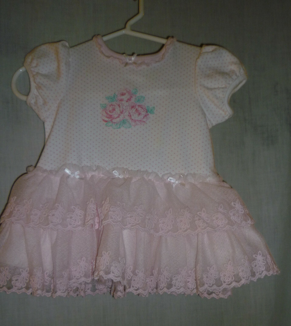 New, Little Me Baby Girl Pink and White Formal Dress with Headband