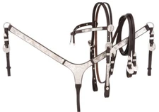 Silver Show Futurity Brow Headstall - Reins - Breastcollar -Dark Oil Leather