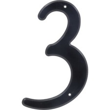 4" Nail-On Black Plastic House Number 3  Mailbox Number