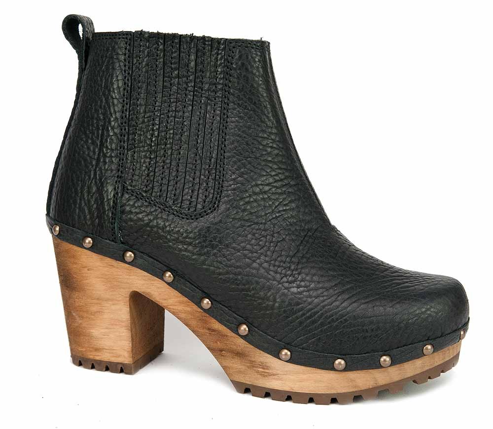 Sanita Vanda chunk boots wooden sole leather black platform 458390 size 35  New