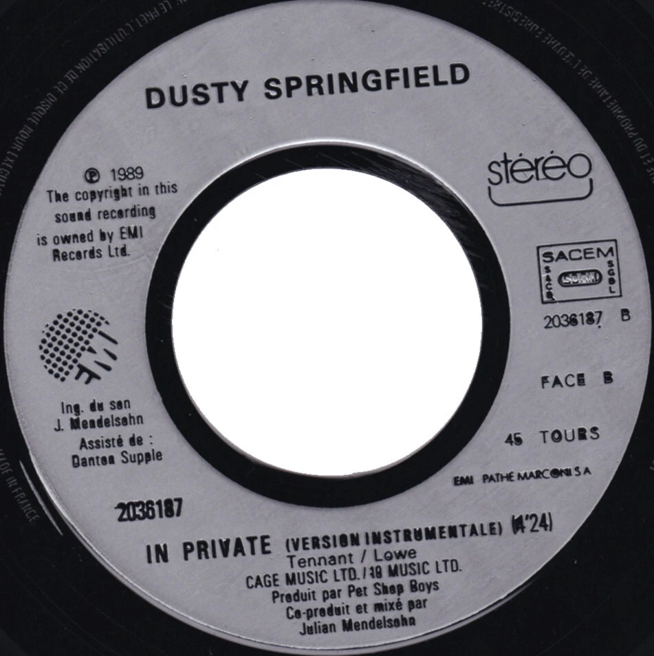 Dusty Springfield : In Private / In Private (Instrumental Version) - Photo 4/4